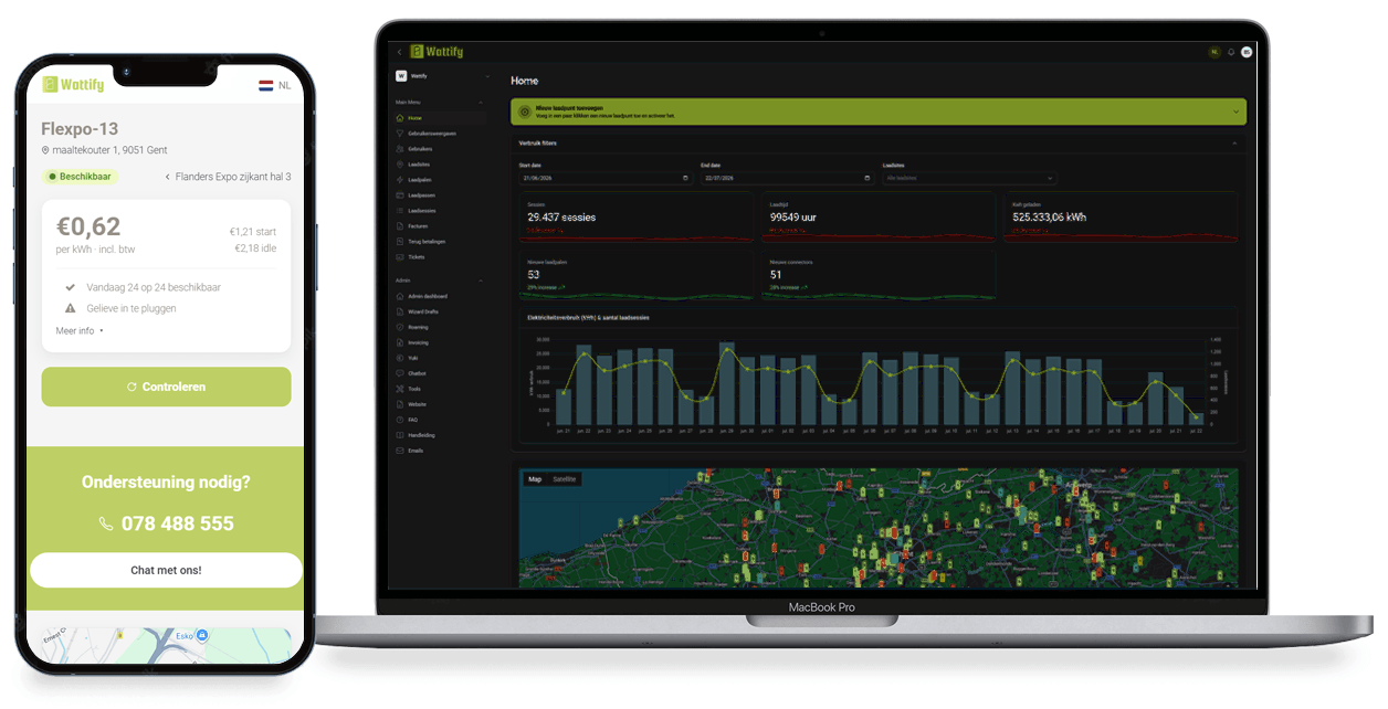 Управление на зарядни станции с Wattify, от зареждане у дома, паркинг за посетители до цялостен зареден комплекс