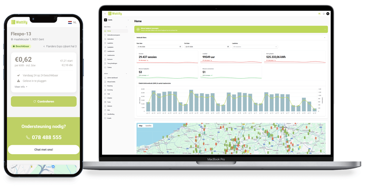 Управление на зарядни станции с Wattify, от зареждане у дома, паркинг за посетители до цялостен зареден комплекс